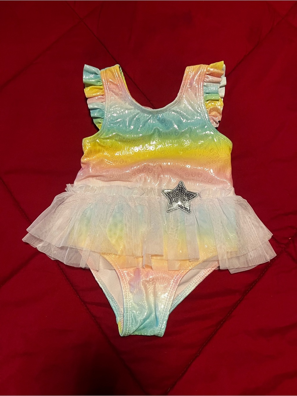 Penelope Mack Pastel Rainbow Tulle One-Piece bathing suit